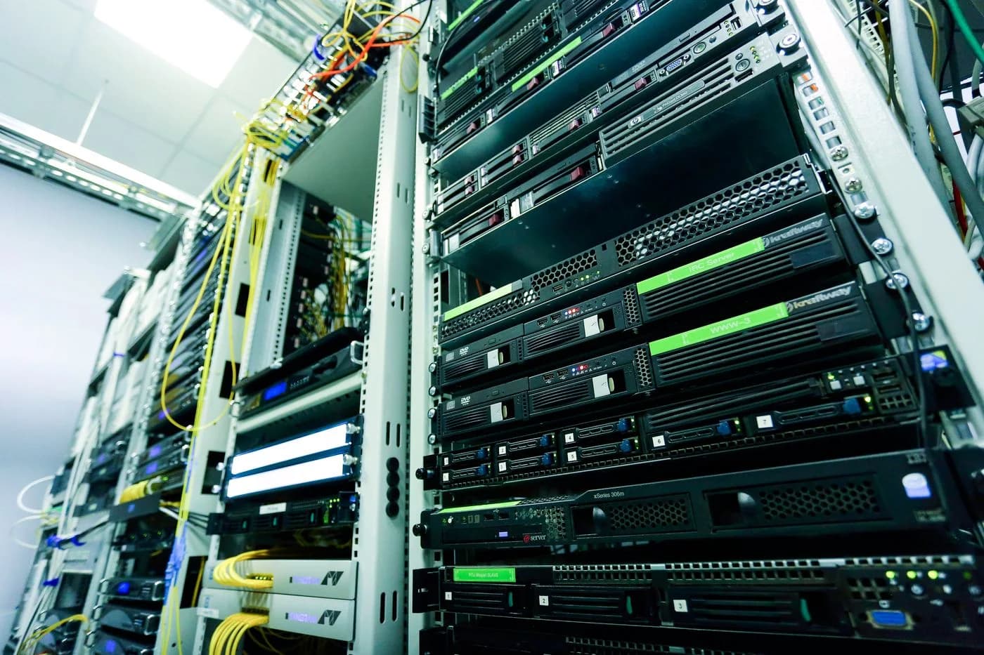 A real server enclosure with rack-mounted hardware